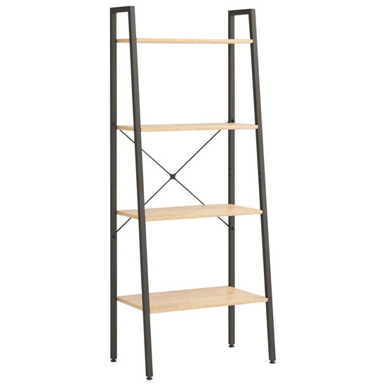 Ladderrek met 4 schappen 56x35x140 cm lichtbruin en zwart MeubelReus