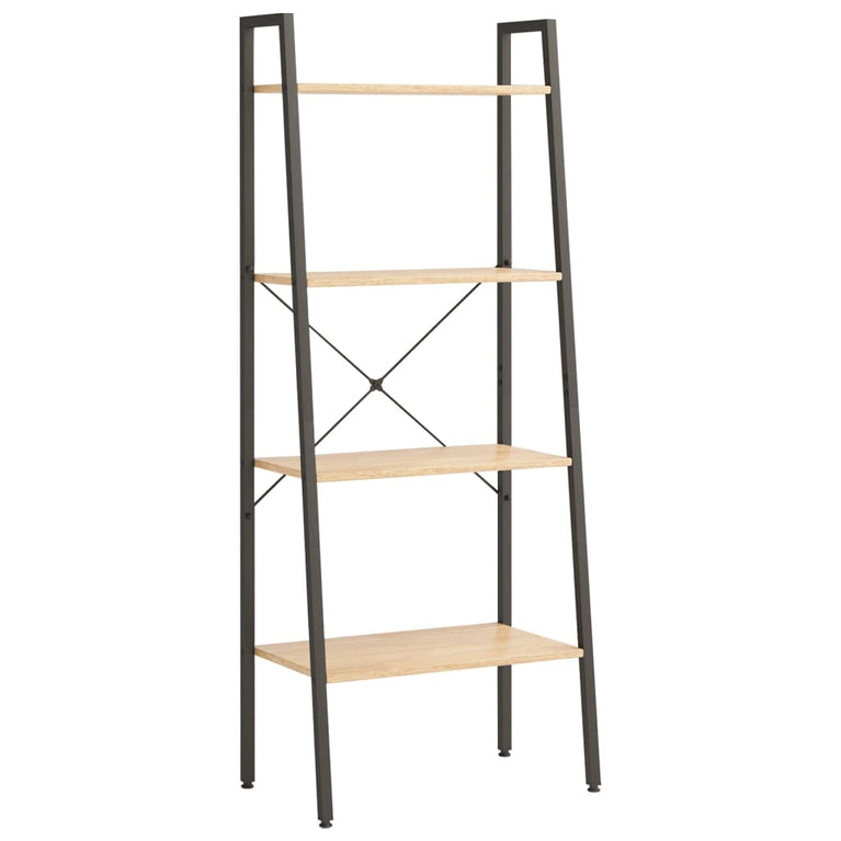 Ladderrek met 4 schappen 56x35x140 cm lichtbruin en zwart MeubelReus