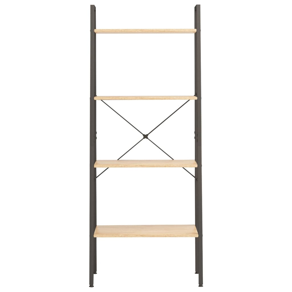 Ladderrek met 4 schappen 56x35x140 cm lichtbruin en zwart MeubelReus