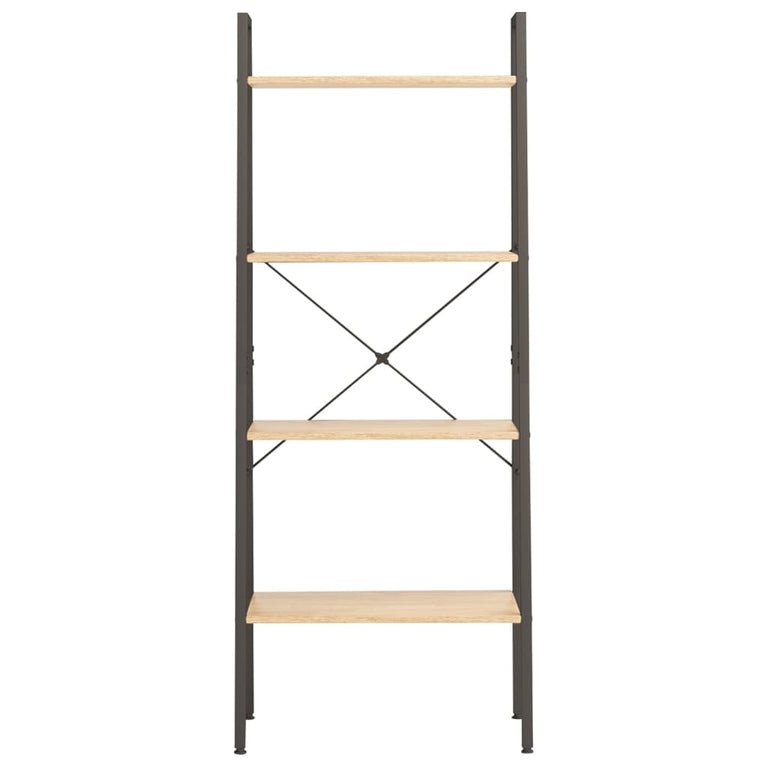 Ladderrek met 4 schappen 56x35x140 cm lichtbruin en zwart MeubelReus