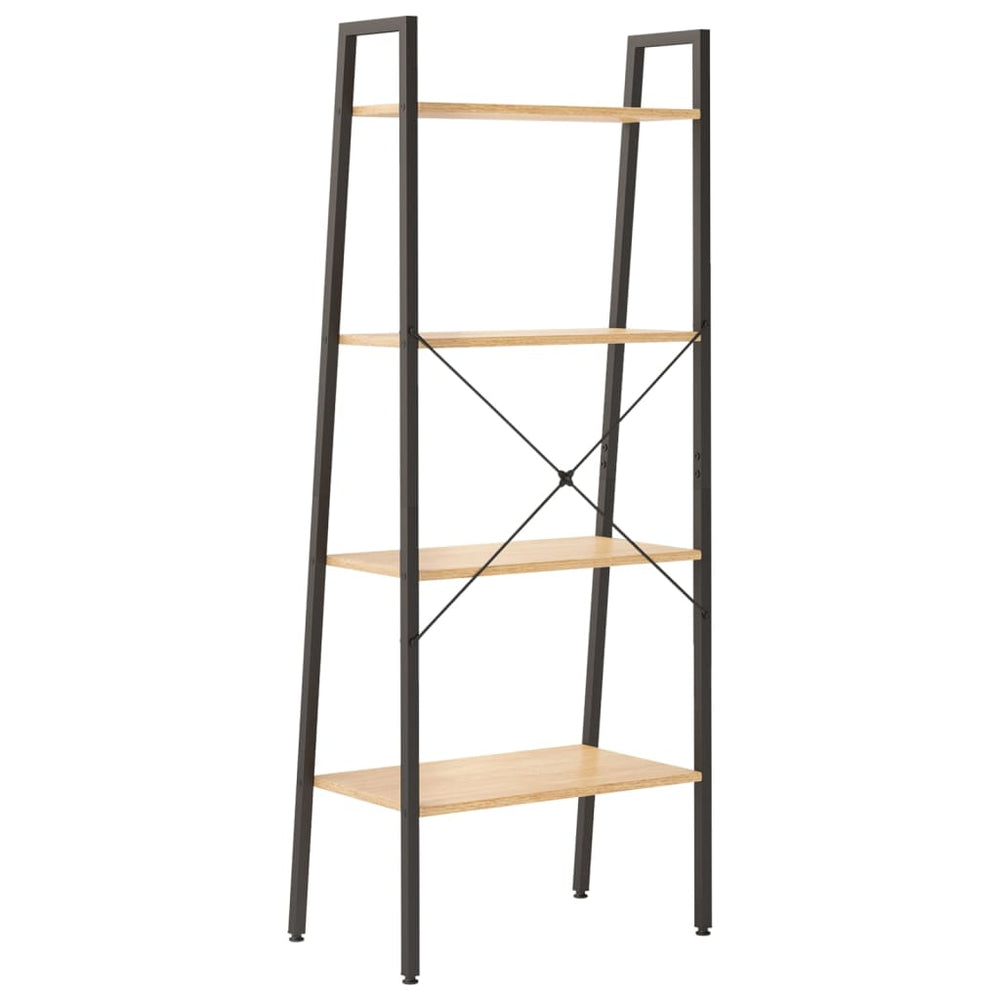 Ladderrek met 4 schappen 56x35x140 cm lichtbruin en zwart MeubelReus