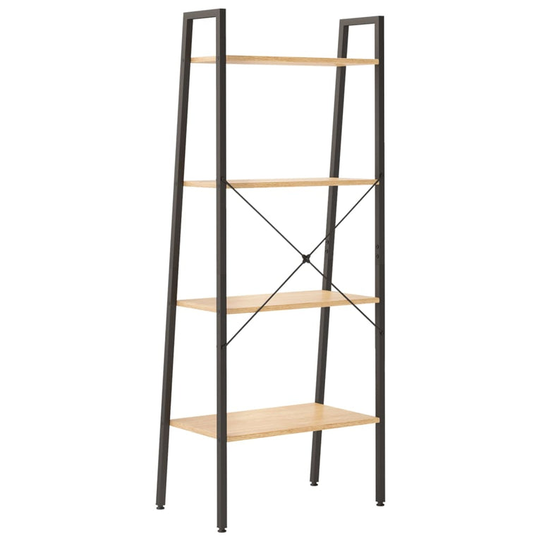 Ladderrek met 4 schappen 56x35x140 cm lichtbruin en zwart MeubelReus