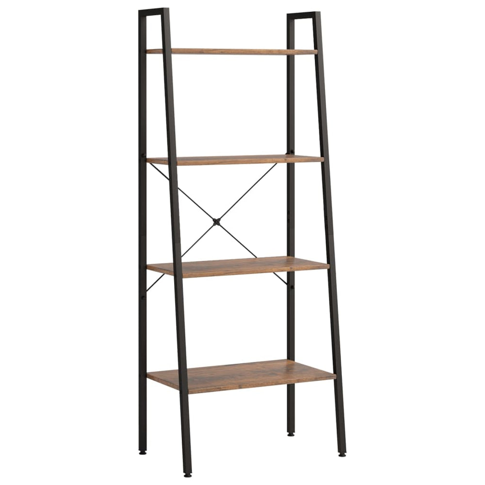 Ladderrek met 4 schappen 56x35x140 cm donkerbruin en zwart MeubelReus