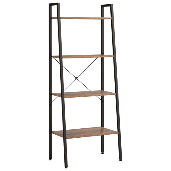 Ladderrek met 4 schappen 56x35x140 cm donkerbruin en zwart MeubelReus