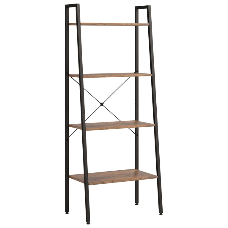 Ladderrek met 4 schappen 56x35x140 cm donkerbruin en zwart MeubelReus