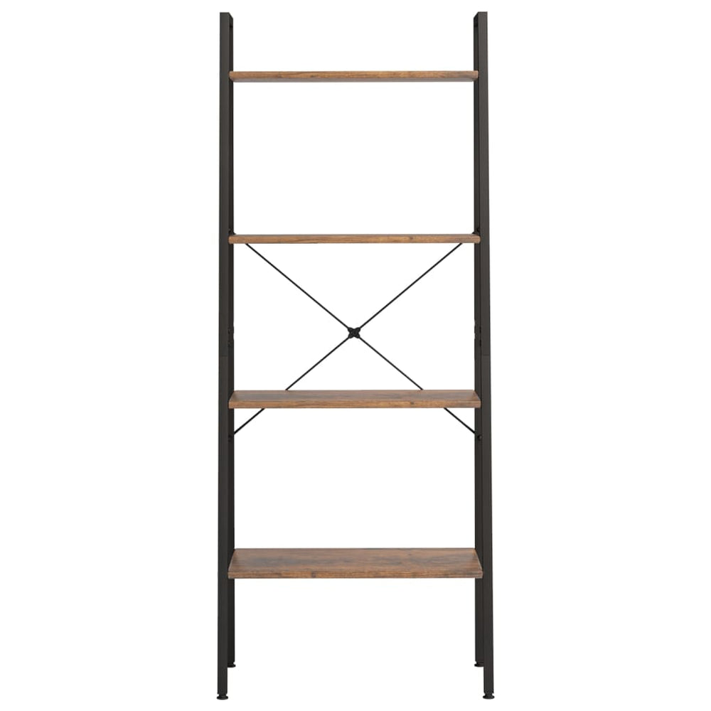 Ladderrek met 4 schappen 56x35x140 cm donkerbruin en zwart MeubelReus