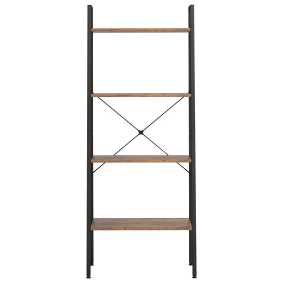 Ladderrek met 4 schappen 56x35x140 cm donkerbruin en zwart MeubelReus