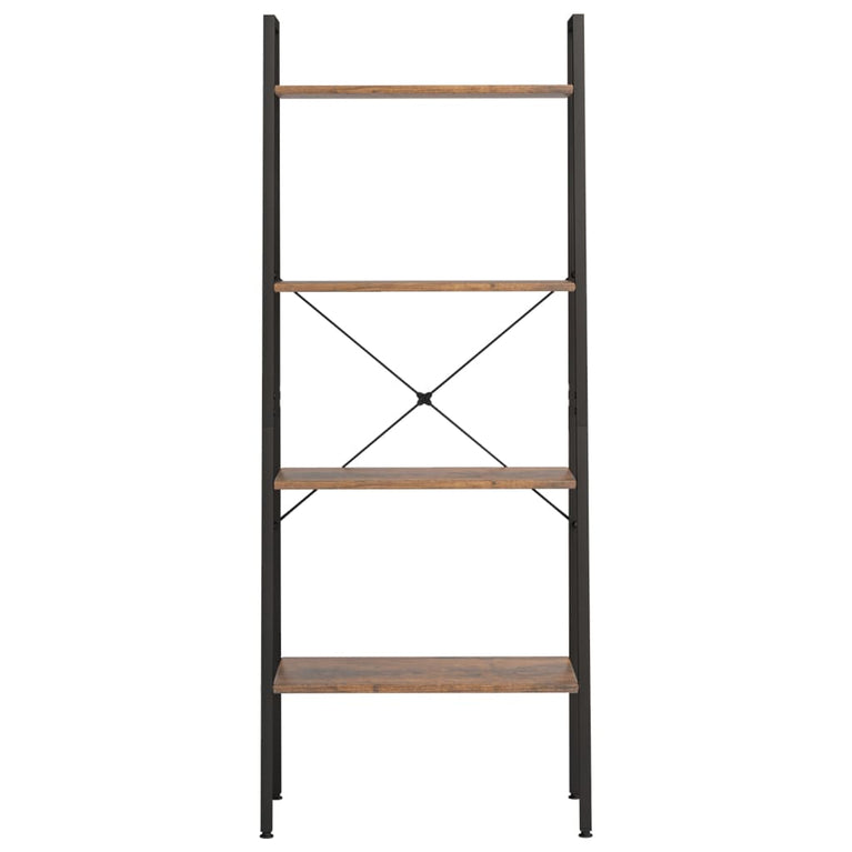 Ladderrek met 4 schappen 56x35x140 cm donkerbruin en zwart MeubelReus