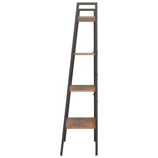 Ladderrek met 4 schappen 56x35x140 cm donkerbruin en zwart MeubelReus