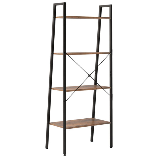 Ladderrek met 4 schappen 56x35x140 cm donkerbruin en zwart MeubelReus