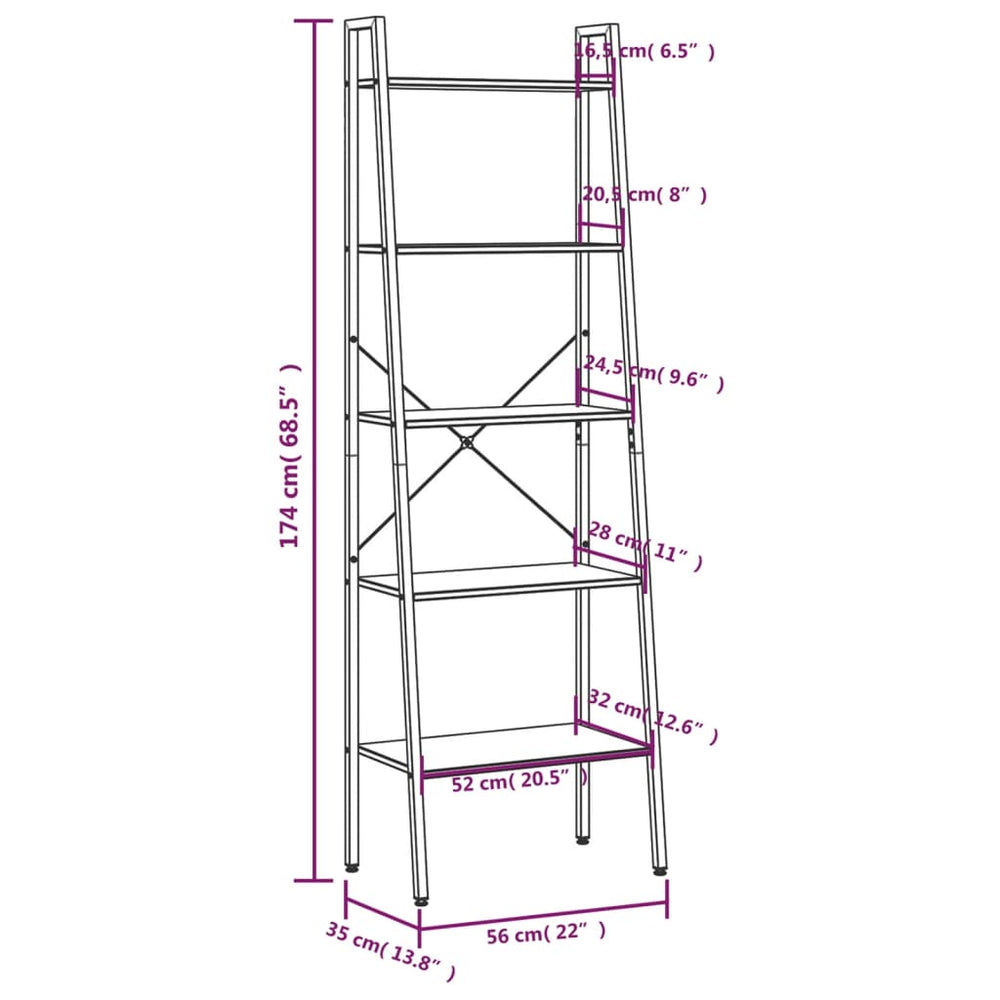 Opbergmeubel met 5 lagen 56x35x174 cm lichtbruin en zwart MeubelReus