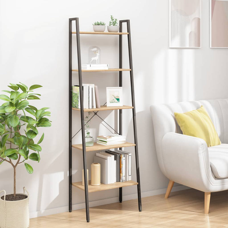 Opbergmeubel met 5 lagen 56x35x174 cm lichtbruin en zwart MeubelReus