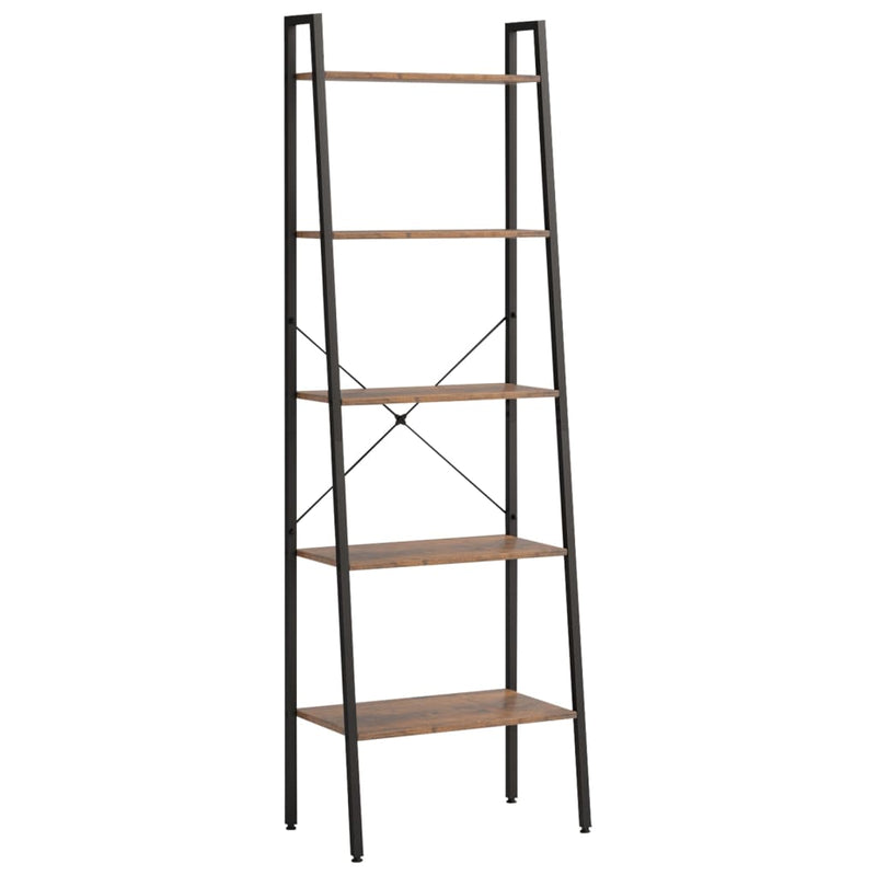 Ladderrek met 5 schappen 56x35x174 cm donkerbruin en zwart MeubelReus