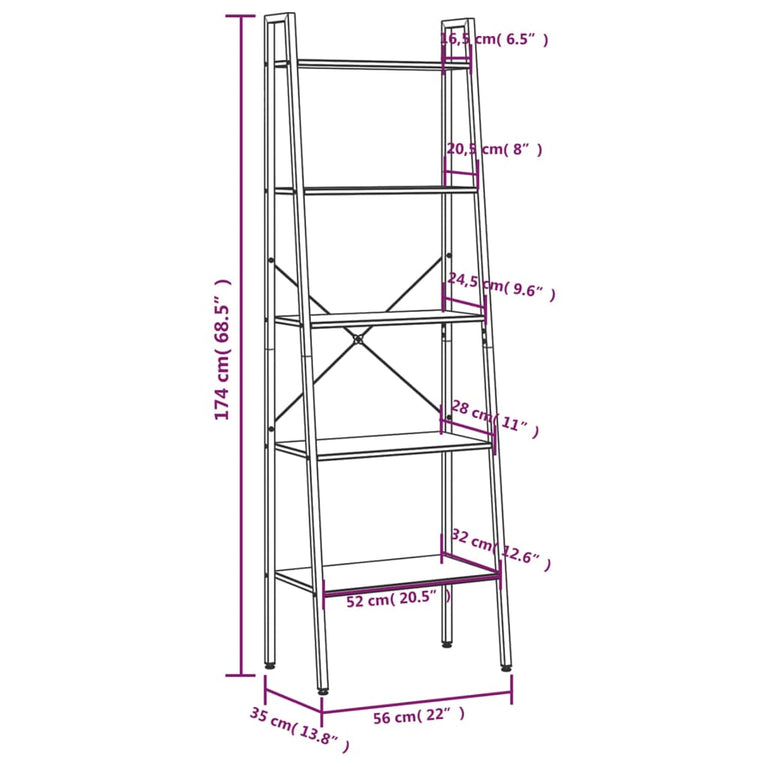Opbergmeubel met 5 lagen 56x35x174 cm zwart