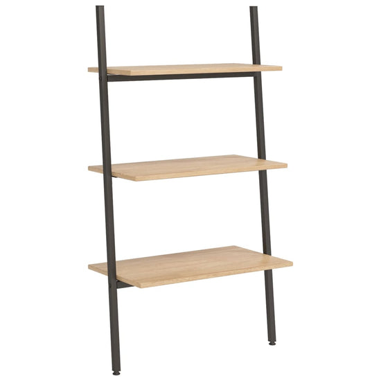 Ladderrek met 3 schappen 64x34x116 cm lichtbruin en zwart MeubelReus