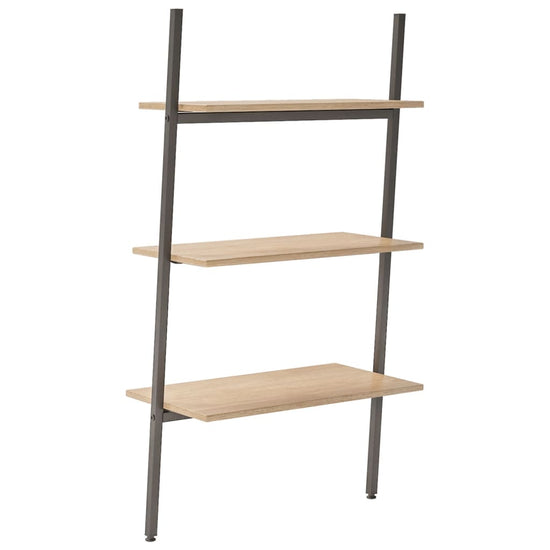 Ladderrek met 3 schappen 64x34x116 cm lichtbruin en zwart MeubelReus