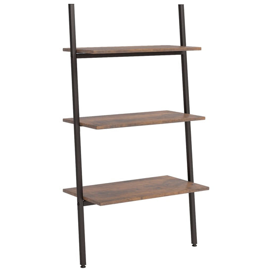 Ladderrek met 3 schappen 64x34x116 cm donkerbruin en zwart MeubelReus