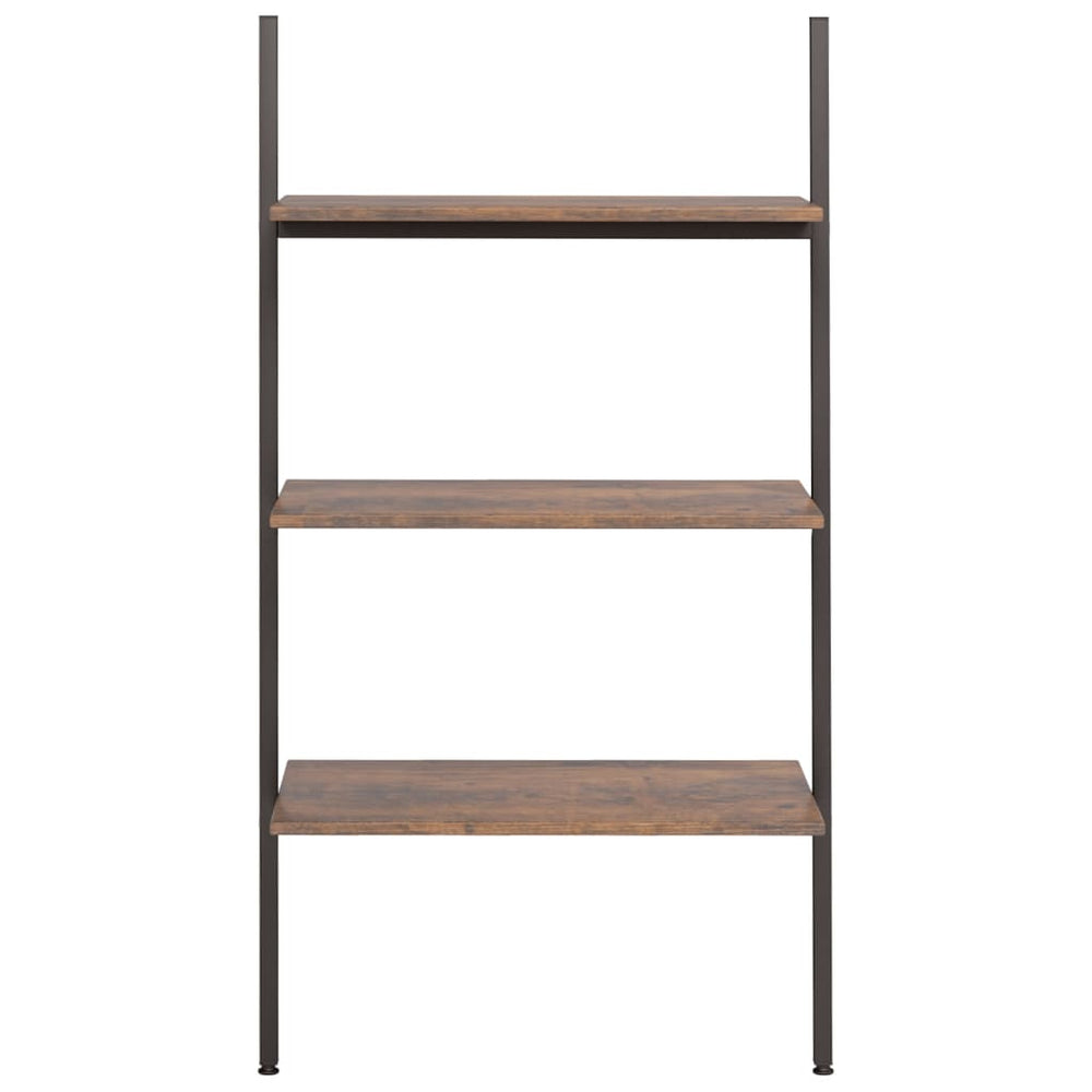 Ladderrek met 3 schappen 64x34x116 cm donkerbruin en zwart MeubelReus