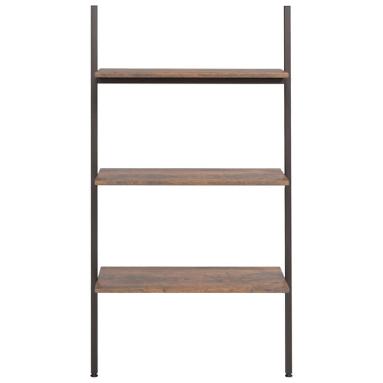 Ladderrek met 3 schappen 64x34x116 cm donkerbruin en zwart MeubelReus