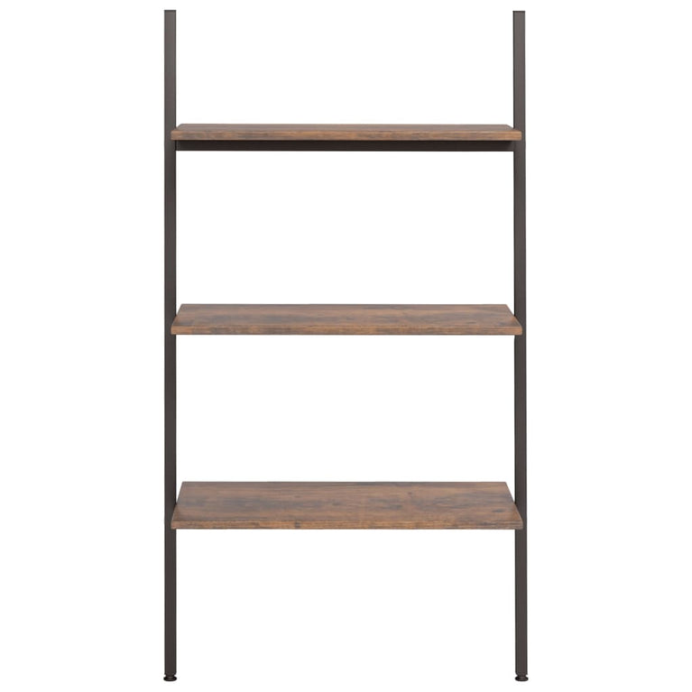 Ladderrek met 3 schappen 64x34x116 cm donkerbruin en zwart MeubelReus
