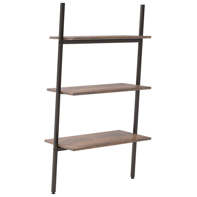 Ladderrek met 3 schappen 64x34x116 cm donkerbruin en zwart MeubelReus