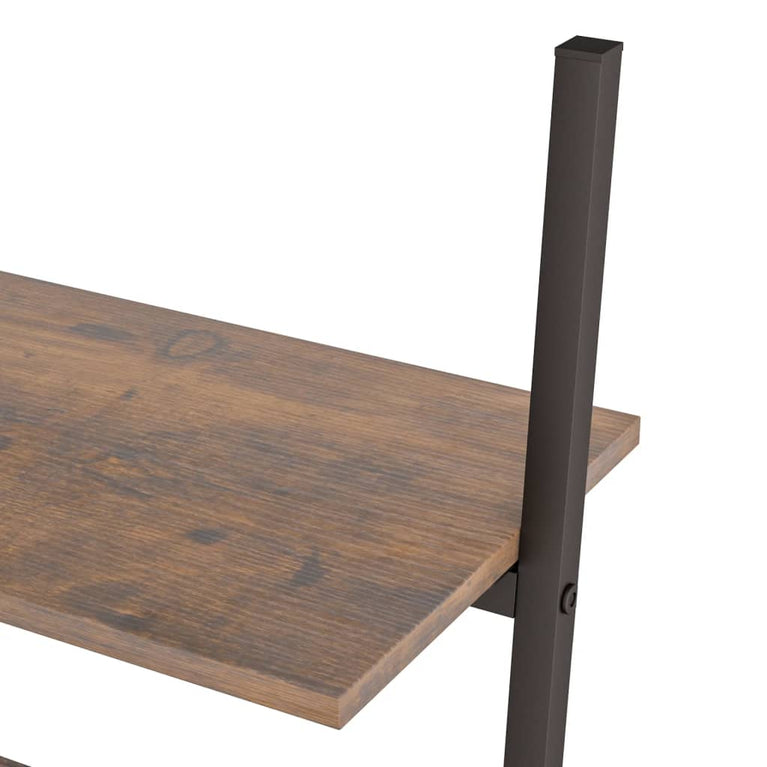 Ladderrek met 3 schappen 64x34x116 cm donkerbruin en zwart MeubelReus