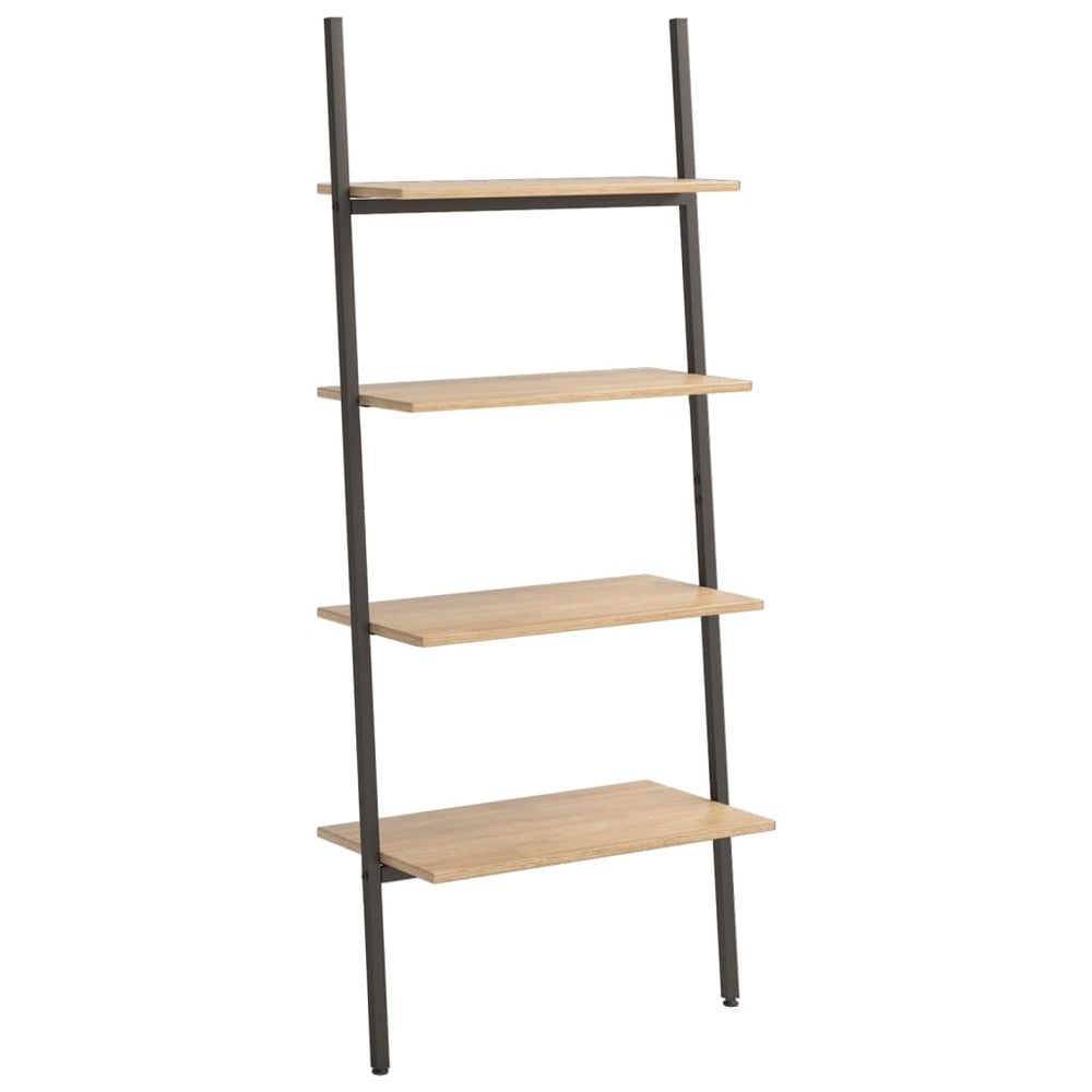 Ladderrek met 4 schappen 64x34x150,5 cm lichtbruin en zwart MeubelReus