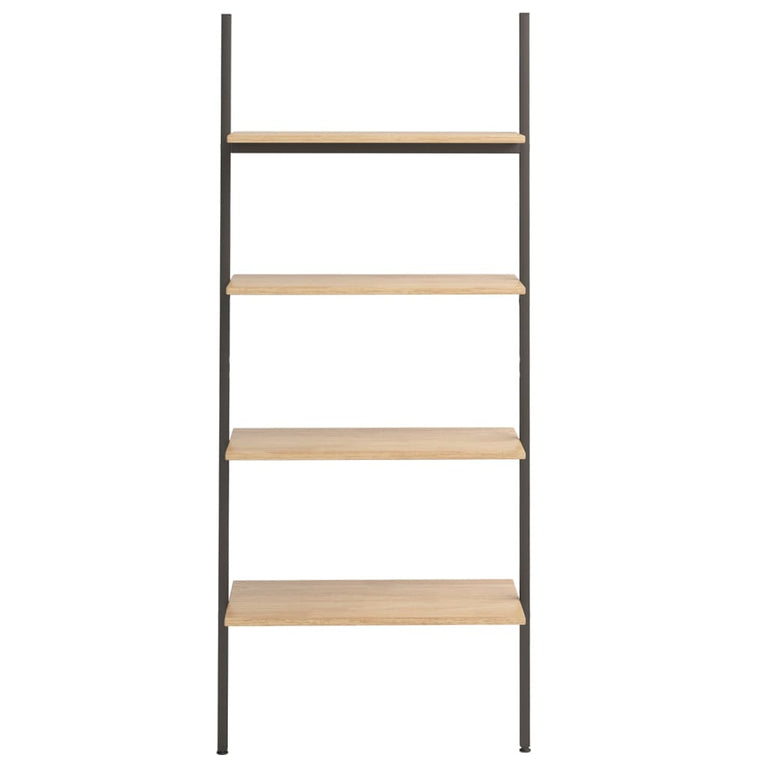 Ladderrek met 4 schappen 64x34x150,5 cm lichtbruin en zwart MeubelReus