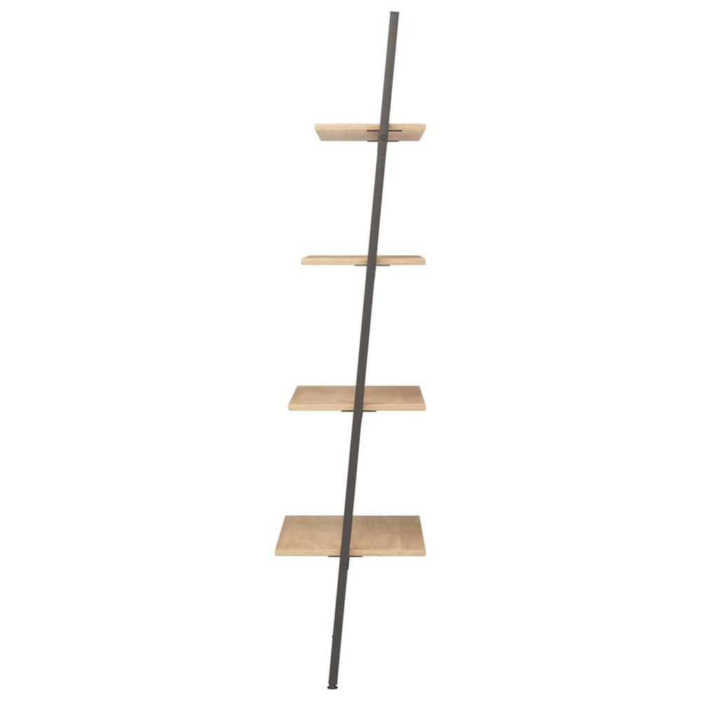 Ladderrek met 4 schappen 64x34x150,5 cm lichtbruin en zwart MeubelReus