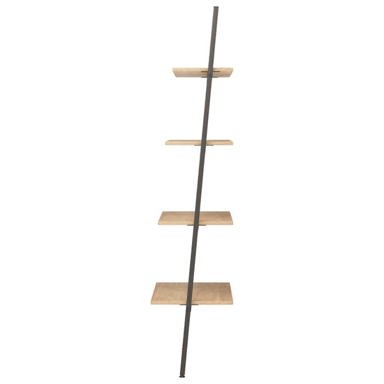 Ladderrek met 4 schappen 64x34x150,5 cm lichtbruin en zwart MeubelReus