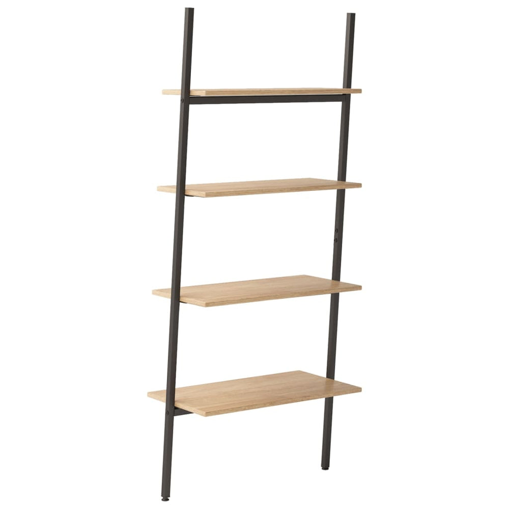 Ladderrek met 4 schappen 64x34x150,5 cm lichtbruin en zwart MeubelReus