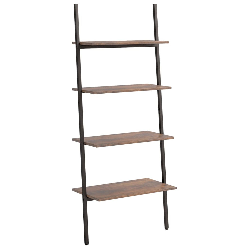 Ladderrek met 4 schappen 64x34x150,5 cm donkerbruin en zwart MeubelReus