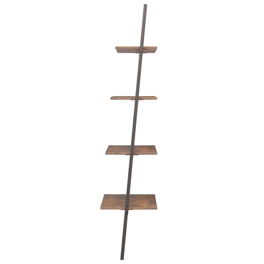 Ladderrek met 4 schappen 64x34x150,5 cm donkerbruin en zwart MeubelReus