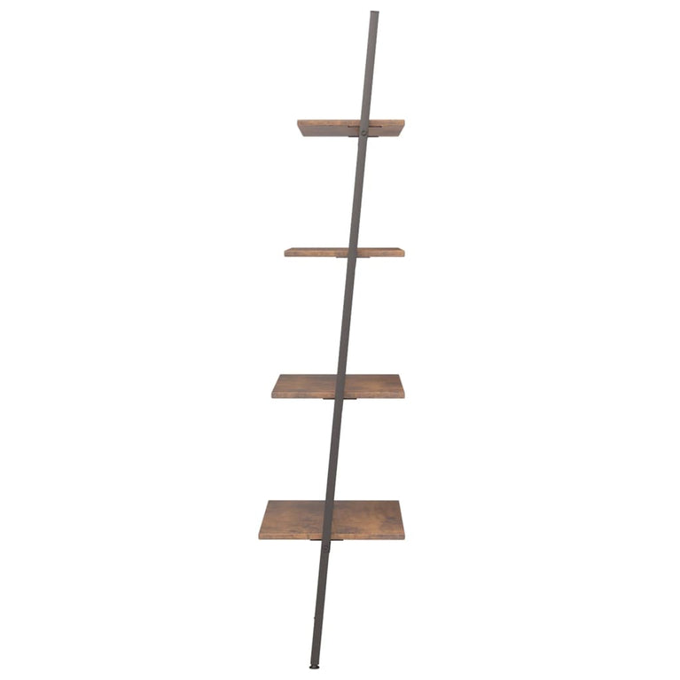 Ladderrek met 4 schappen 64x34x150,5 cm donkerbruin en zwart MeubelReus