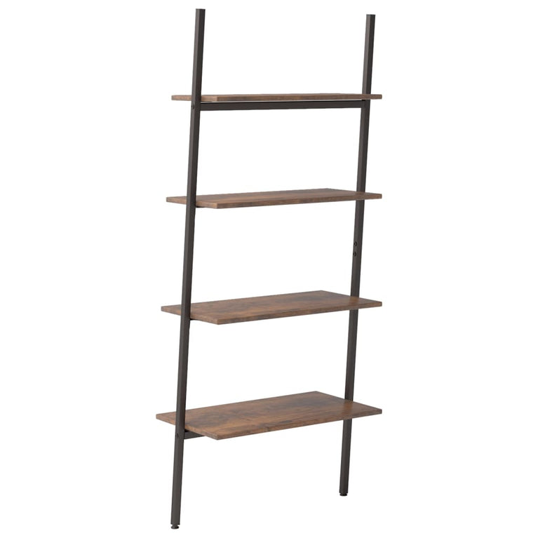 Ladderrek met 4 schappen 64x34x150,5 cm donkerbruin en zwart MeubelReus