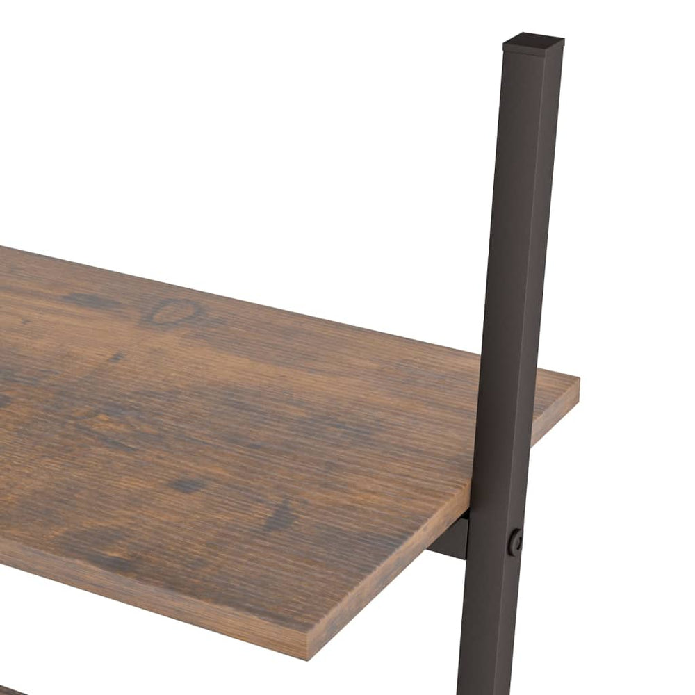 Ladderrek met 4 schappen 64x34x150,5 cm donkerbruin en zwart MeubelReus