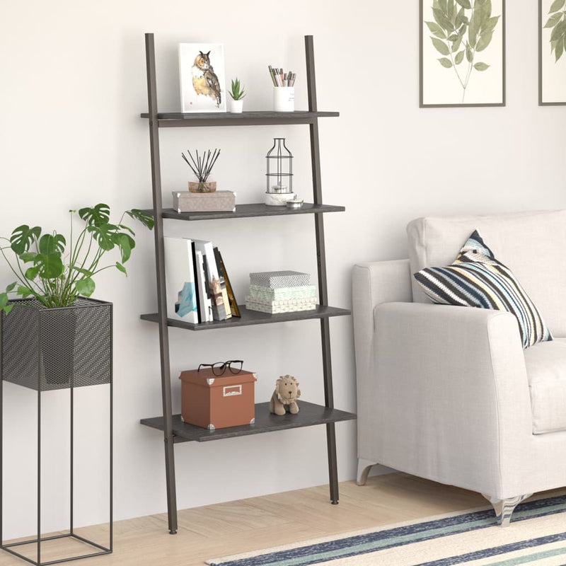 Ladderrek met 4 schappen 64x34x150,5 cm zwart MeubelReus