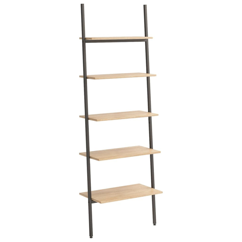 Ladderrek met 5 schappen 64x34x185,5 cm lichtbruin en zwart MeubelReus
