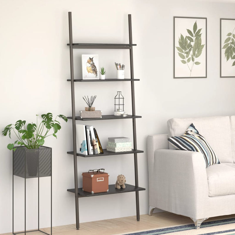 Ladderrek met 5 schappen 64x34x185,5 cm zwart MeubelReus