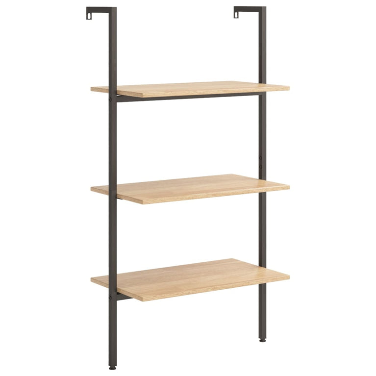 Ladderrek met 3 schappen 64x35x120,5 cm lichtbruin en zwart MeubelReus