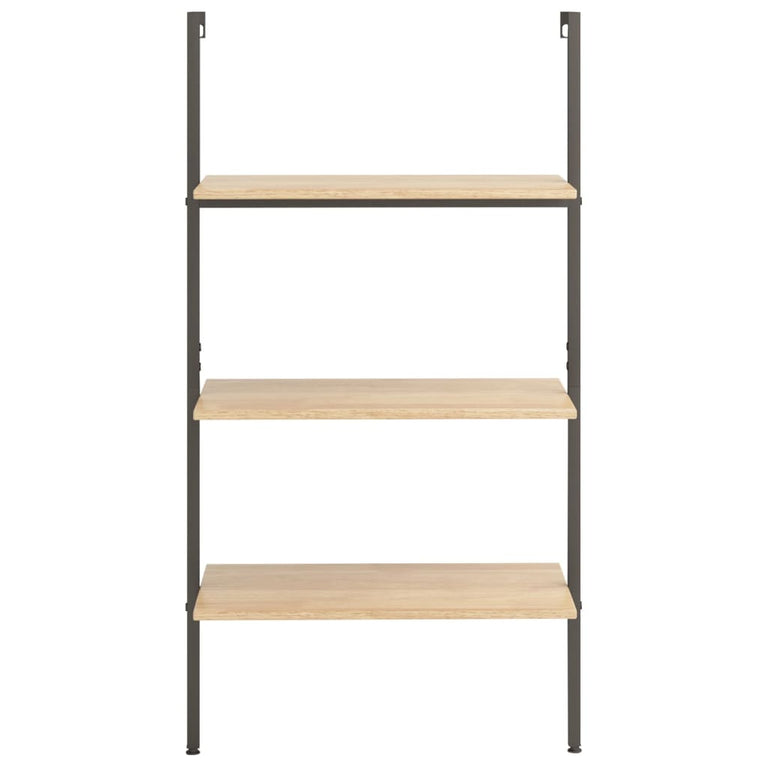 Ladderrek met 3 schappen 64x35x120,5 cm lichtbruin en zwart MeubelReus