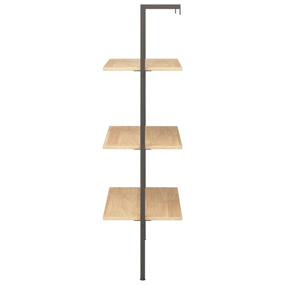 Ladderrek met 3 schappen 64x35x120,5 cm lichtbruin en zwart MeubelReus