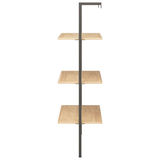 Ladderrek met 3 schappen 64x35x120,5 cm lichtbruin en zwart MeubelReus