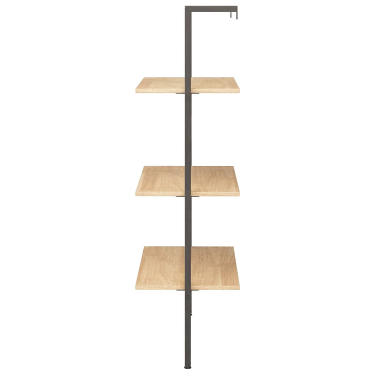 Ladderrek met 3 schappen 64x35x120,5 cm lichtbruin en zwart MeubelReus