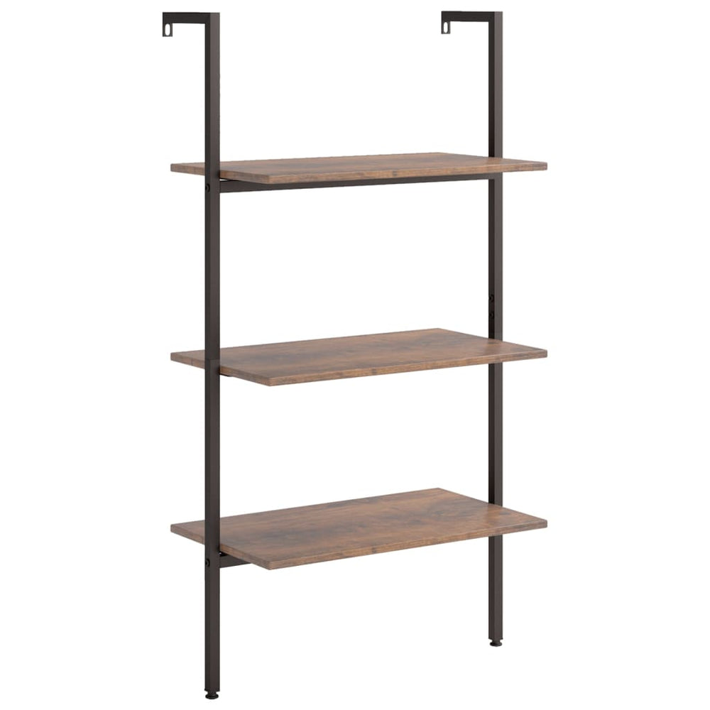 Ladderrek met 3 schappen 64x35x120,5 cm donkerbruin en zwart MeubelReus