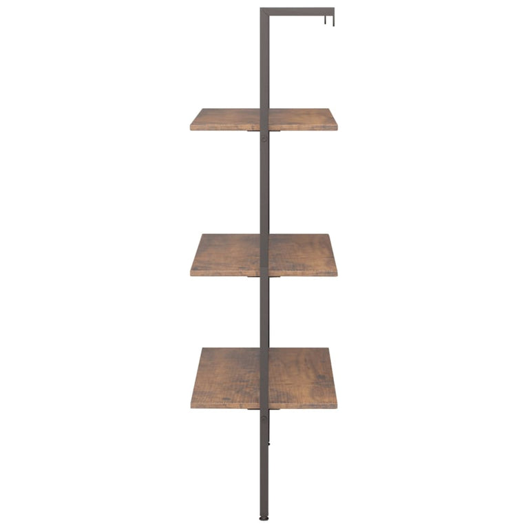 Ladderrek met 3 schappen 64x35x120,5 cm donkerbruin en zwart MeubelReus