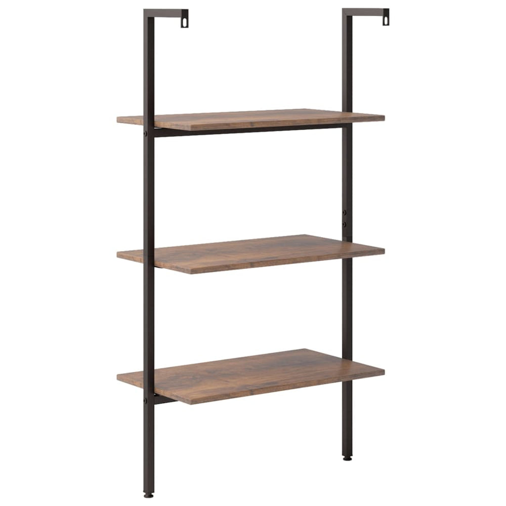 Ladderrek met 3 schappen 64x35x120,5 cm donkerbruin en zwart MeubelReus