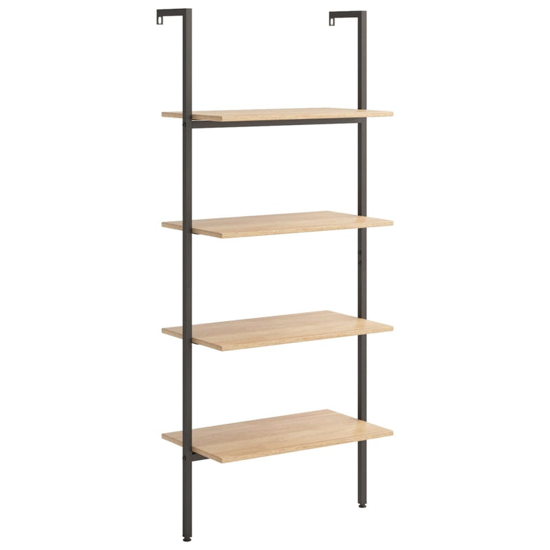 Ladderrek met 4 schappen 64x35x152,5 cm lichtbruin en zwart MeubelReus