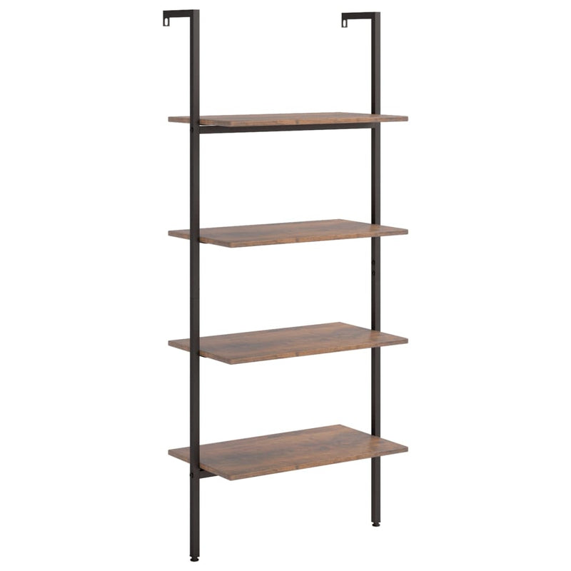 Ladderrek met 4 schappen 64x35x152,5 cm donkerbruin en zwart MeubelReus