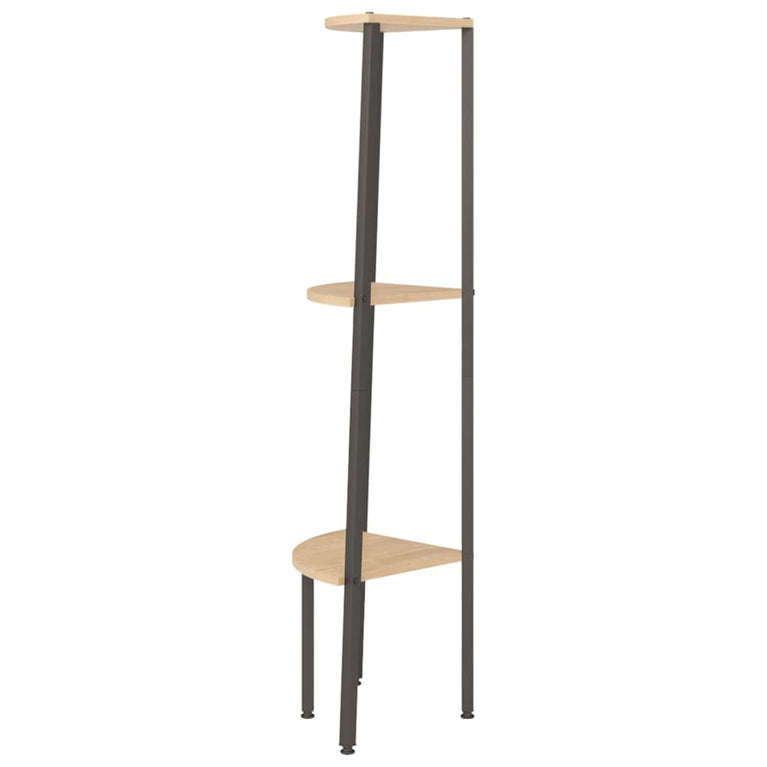 Hoekkastje met 3 schappen 45,5x31,5x120 cm lichtbruin en zwart MeubelReus